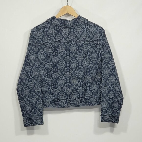 Coldwater Creek  Floral Print  Denim Trucker Jacket  Women's Size P12 - Picture 2 of 4